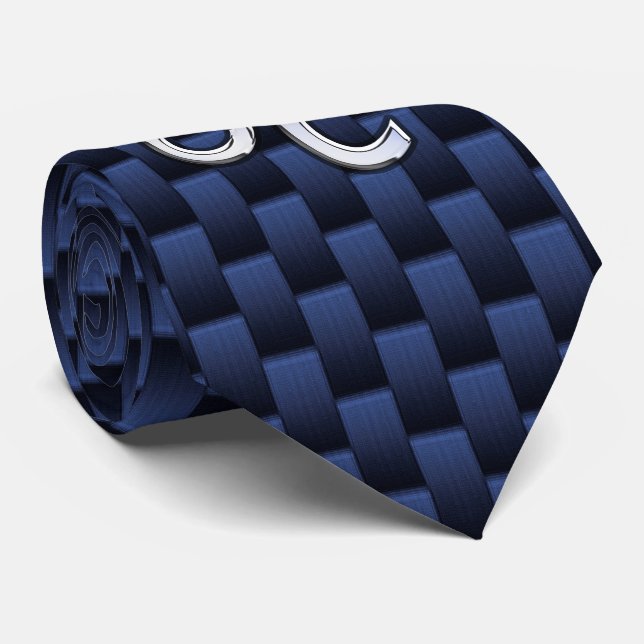 Silver Leo Symbol på utskrift av marinblå kolfibre Slips (Rullad)