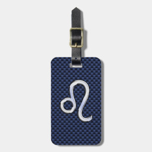 Silver Leo Zodiac Symbol Navy Carbon Fiber Skriv u Bagagebricka