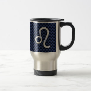 Silver Leo Zodiac Symbol Navy Carbon Fiber Skriv u Resemugg
