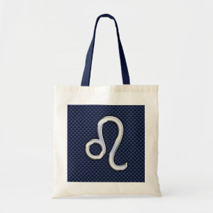 Silver Leo Zodiac Symbol Navy Carbon Fiber Skriv u Tygkasse