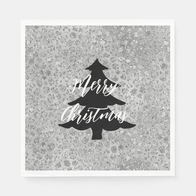 Silver Leopard Grått Meow Kattunge Pappersservett (Framsidan)