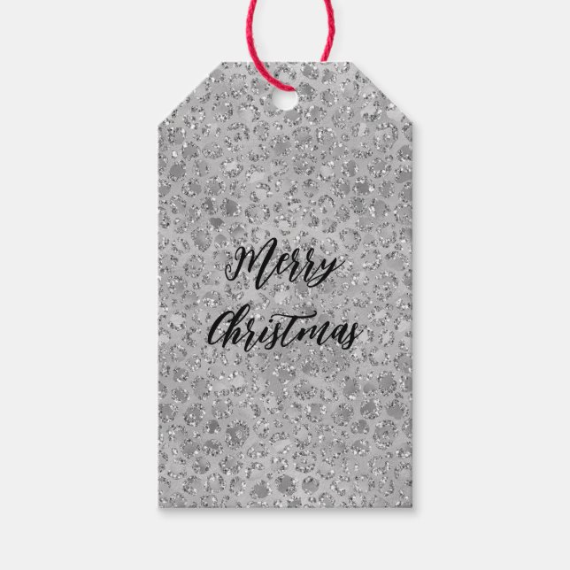 Silver Leopard Grått Meow Kattunge Presentetikett (Framsidan)