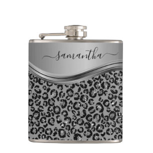 Silver Leopard Handskrivet Namn Metall Fickplunta