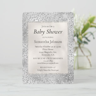 Silver Leopard Skriv ut Luxe Glitter Inbjudningar