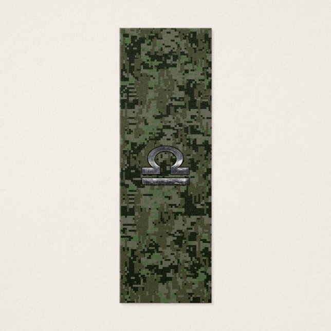 Silver Libra Zodiac Grönt Digital Camo Litet Visitkort (Framsidan)
