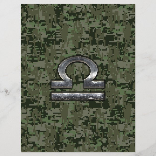 Silver Libra Zodiac Grönt Digital Camo Reklamblad (Framsidan)