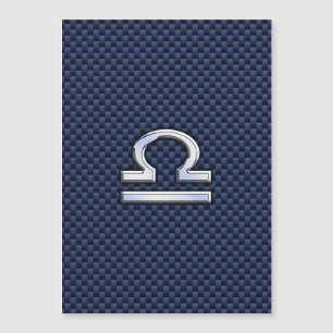 Silver Libra Zodiac Symbol Navy Blue Carbon Fiber