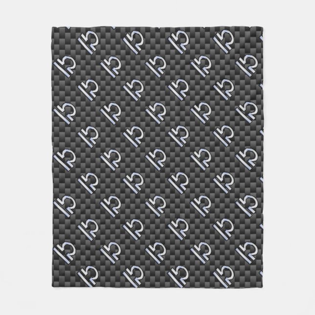 Silver Libra Zodiac Symbol på kolfiberutskrift Fleecefilt (Framsidan)