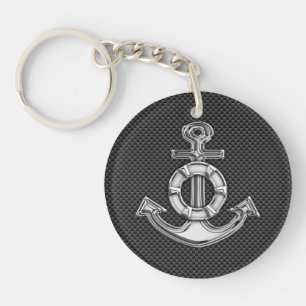 Silver Lifesaver Anchor on Black Carbon Fiber