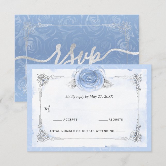 Silver Light Baby blue Ro Elegant OSA Kort (Fram/baksida)