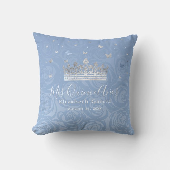 Silver Light Baby blue Ro Mis Quince Anos Kudde (Framsida)
