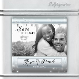 Silver Light Sparkles Save The Date Foto Magnet