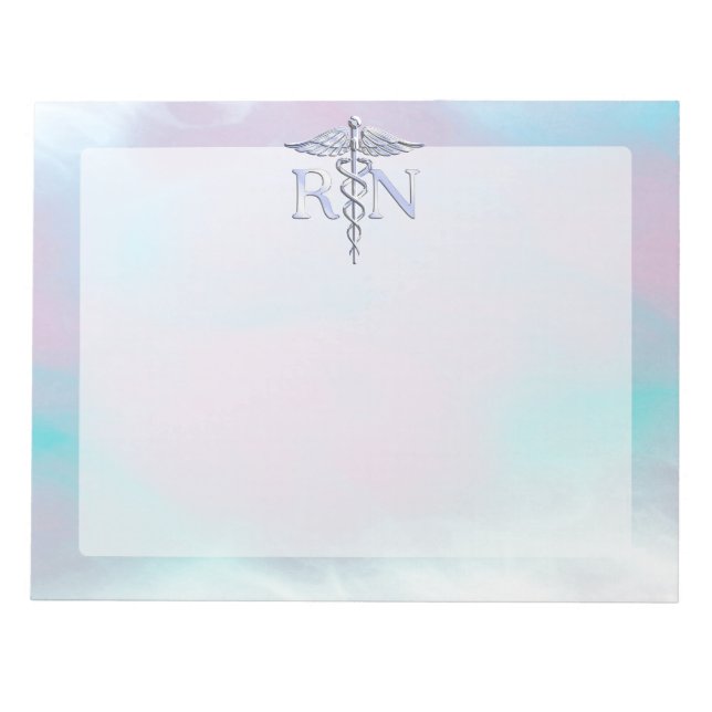Silver like RN Caduceus Medical Mor Pearl Anteckningsblock (Framsida)