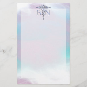 Silver like RN Caduceus Medical Mor Pearl Brevpapper