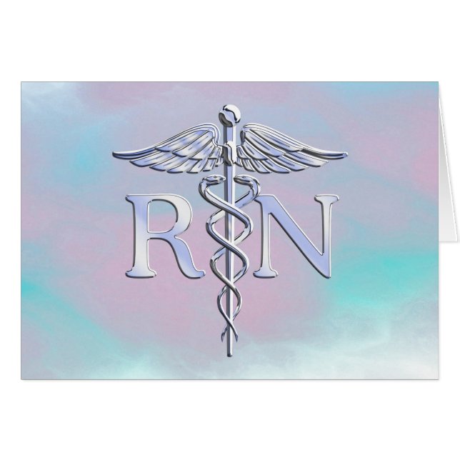 Silver like RN Caduceus Medical Mor Pearl Hälsningskort (Framsidan Horizontal)