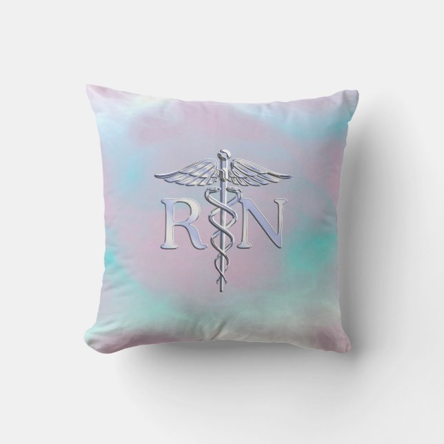 Silver like RN Caduceus Medical Mor Pearl Kudde (Framsida)