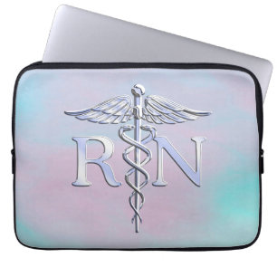 Silver like RN Caduceus Medical Mor Pearl Laptop Fodral