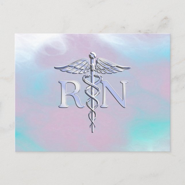 Silver like RN Caduceus Medical Mor Pearl Vykort (Framsida)