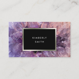 Silver lila ametyst gemstone geode. visitkort