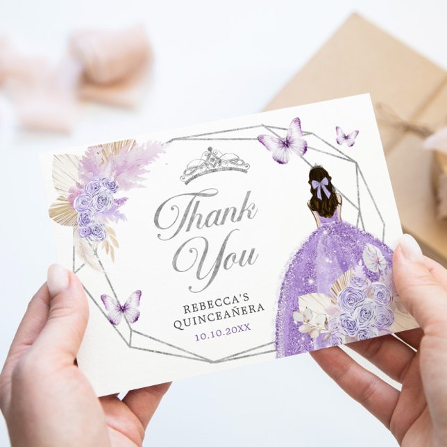Silver Lila Boho Butterfly Quinceañera Tack Kort (Skapare uppladdad)