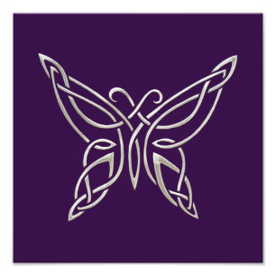 Silver Lila Celtic Butterfly Curling Knoves Fototryck