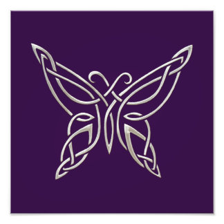 Silver Lila Celtic Butterfly Curling Knoves Fototryck