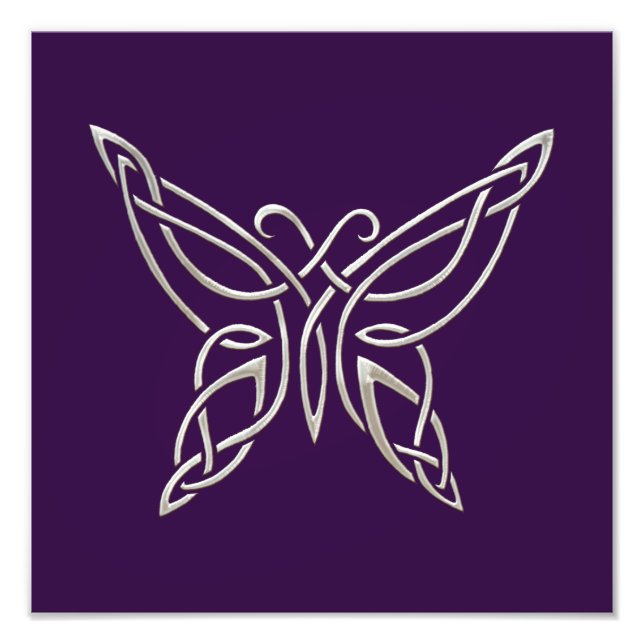 Silver Lila Celtic Butterfly Curling Knoves Fototryck (Framsidan)
