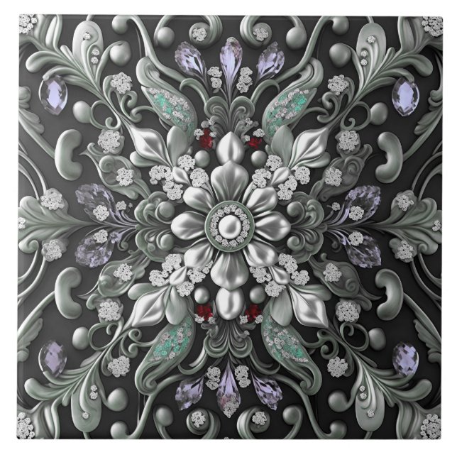 Silver Lila Decorative Ceramic Tile Kakelplatta (Framsidan)