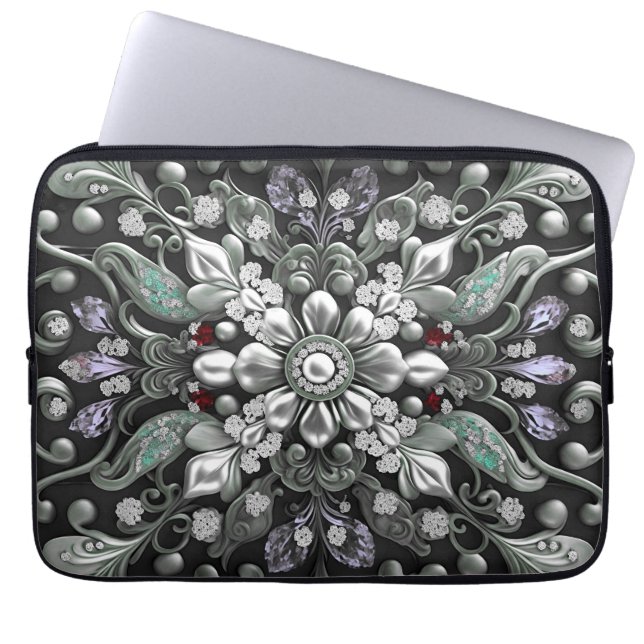 Silver Lila Decorative Laptop sleeve (Framsidan)