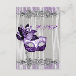 Silver lila glans lila maskeradfest RSVP OSA Kort
