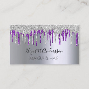 Silver lila glitter droppar makeup hair visitkort