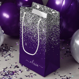 Silver Lila Glitter Flickig Monogramnamn