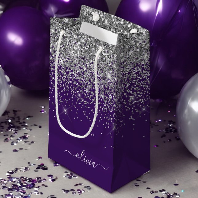 Silver Lila Glitter Flickig Monogramnamn (Skapare uppladdad)