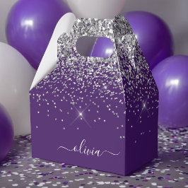 Silver Lila Glitter Girly Monogram Namn Presentaskar