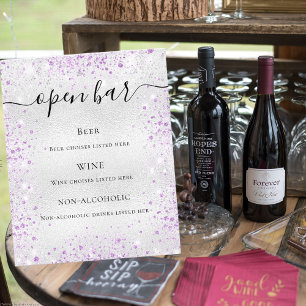 Silver lila glitter-miniatyrbilder pub budgetmeny flygblad