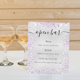 Silver lila glitter-miniatyrskript pub-meny