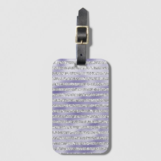 Silver Lila Glitzy Glitter Rand Bagagebricka (Framsida vertikal)