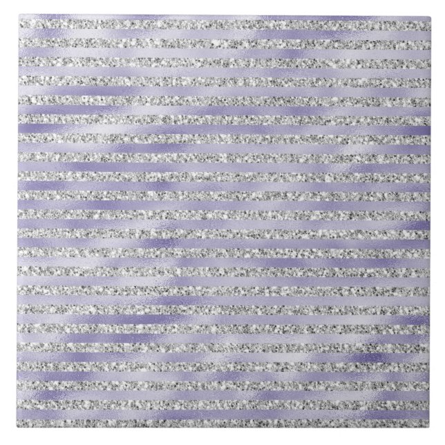 Silver Lila Glitzy Glitter Rand Kakelplatta (Framsidan)