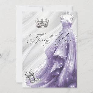 Silver Lila Gnistra Dress Quinceañera Tack Inbjudningar