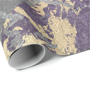 Silver Lila Guld Marble Shiny Metallic Grungy Presentpapper