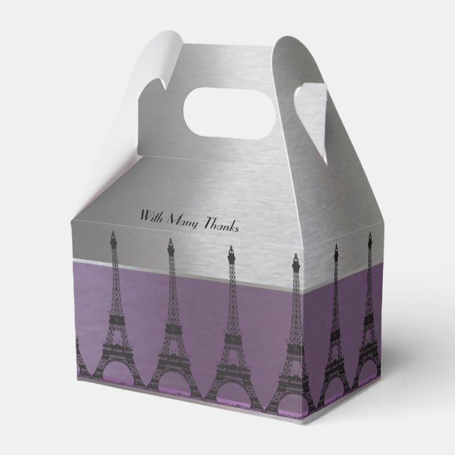 Silver Lila Metallic Paris Eiffel Personlig Presentaskar (Framsidan Sidan)