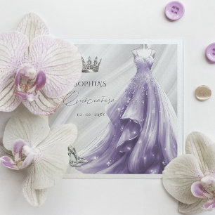Silver Lila Princess Quinceañera Pappersservett