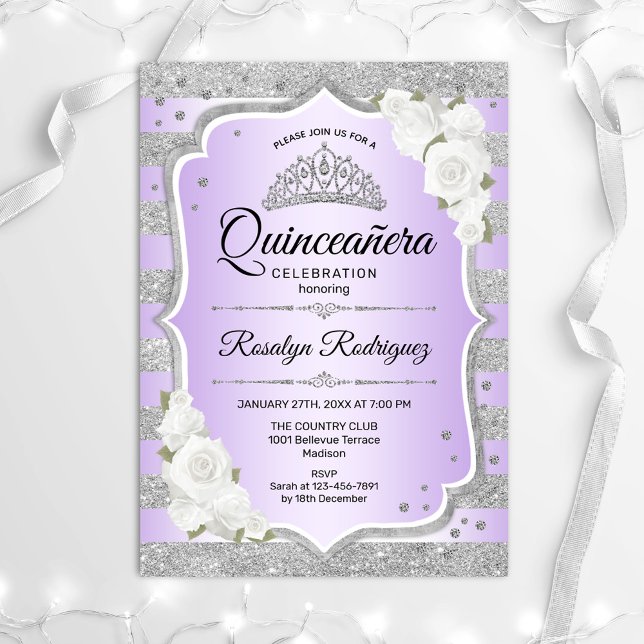 Silver Lila Quinceanera-inbjudan Inbjudningar (Skapare uppladdad)
