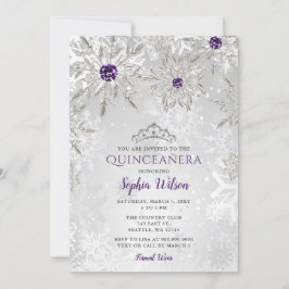 Silver Lila Snöflingor Tiara Quinceañera Inbjudningar