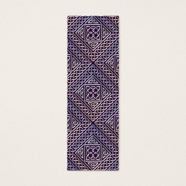 Silver Lila Square Shapes Celtic Knots Mönster Litet Visitkort (Framsidan)