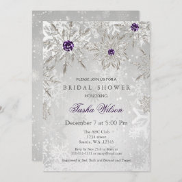 silver lila Winter Möhippa Inbjudan