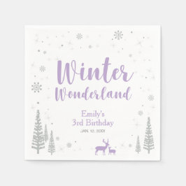 Silver & Lila Winter Wonderland Girl Birthday Pappersservett
