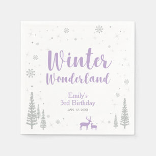 Silver & Lila Winter Wonderland Girl Birthday Pappersservett