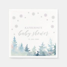 Silver & Lila Winter Wonderland Snö Baby Shower Pappersservett