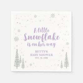 Silver & Lila Winter Wonderland Snö Baby Shower Pappersservett